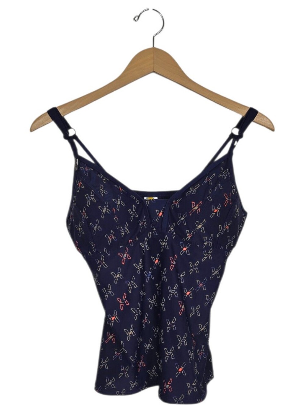 Lole Azura Built In Underwire Bra Tankini Swim Top Graphic Print Navy Medium